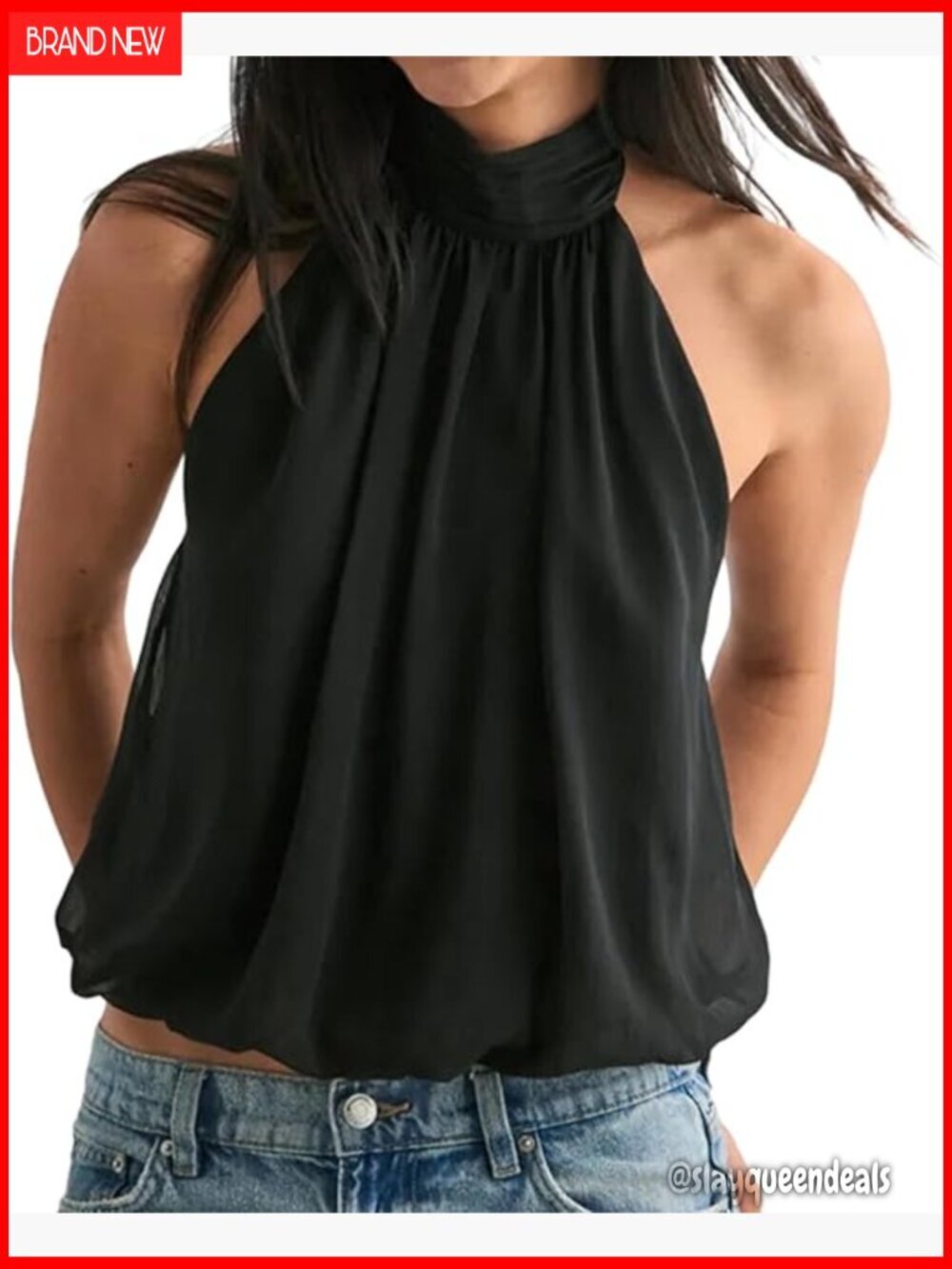 Backless Halter Peplum Crop Tank Top Sleeveless Ruffle Y2K Style